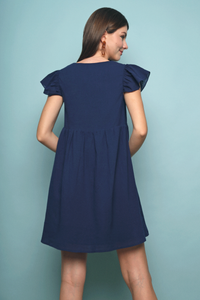 Viv Flutter Dress Navy