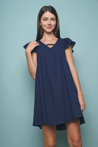 Viv Flutter Dress Navy