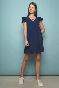 Viv Flutter Dress Navy