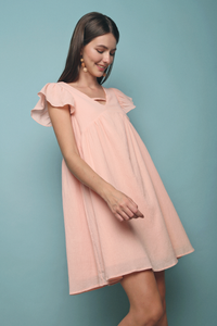 Viv Flutter Dress Powder Pink