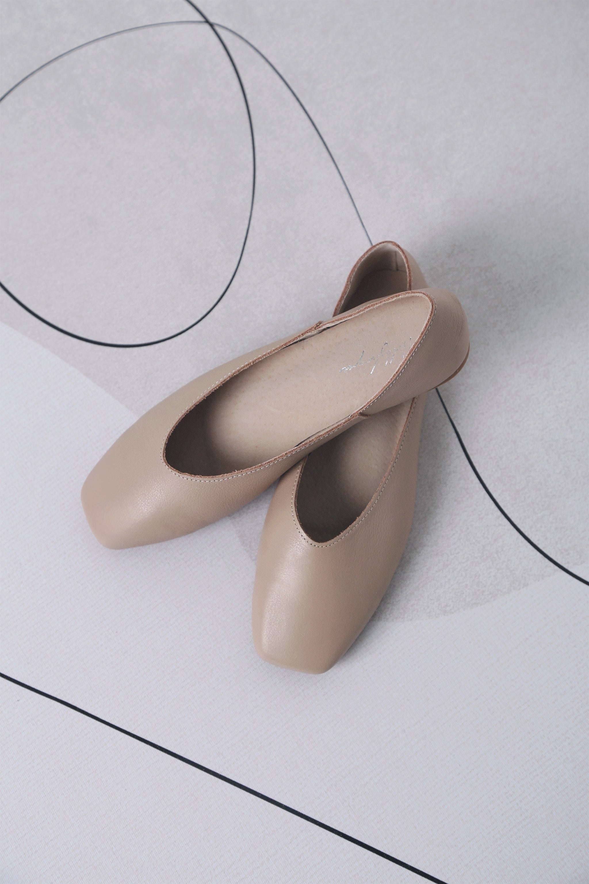 Mollie Leather Flats Nude Blush (Restock)