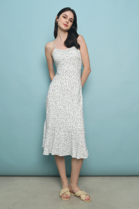 Xuan Polka Dot Midi Dress White