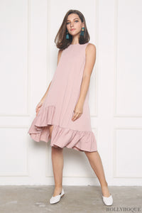 Charmer Ruffles Dip Dress Dusty Pink (Restock)