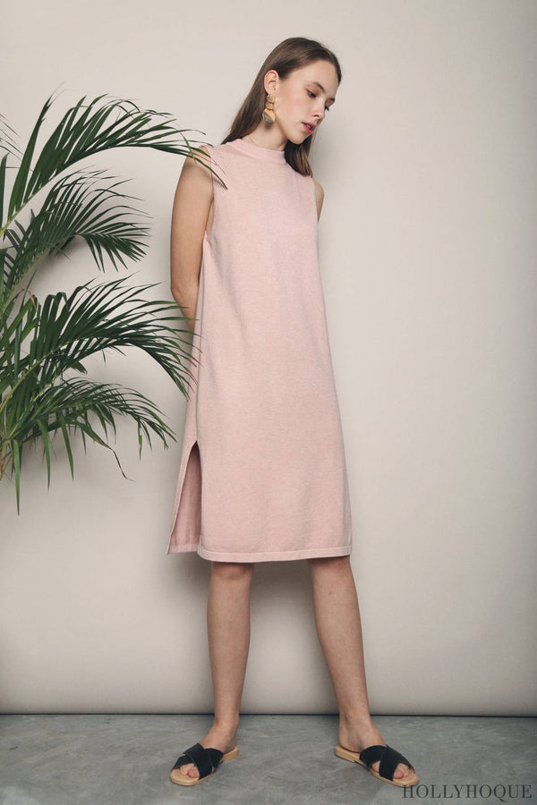 Reynold Slit Knit Dress Pink (Restock)