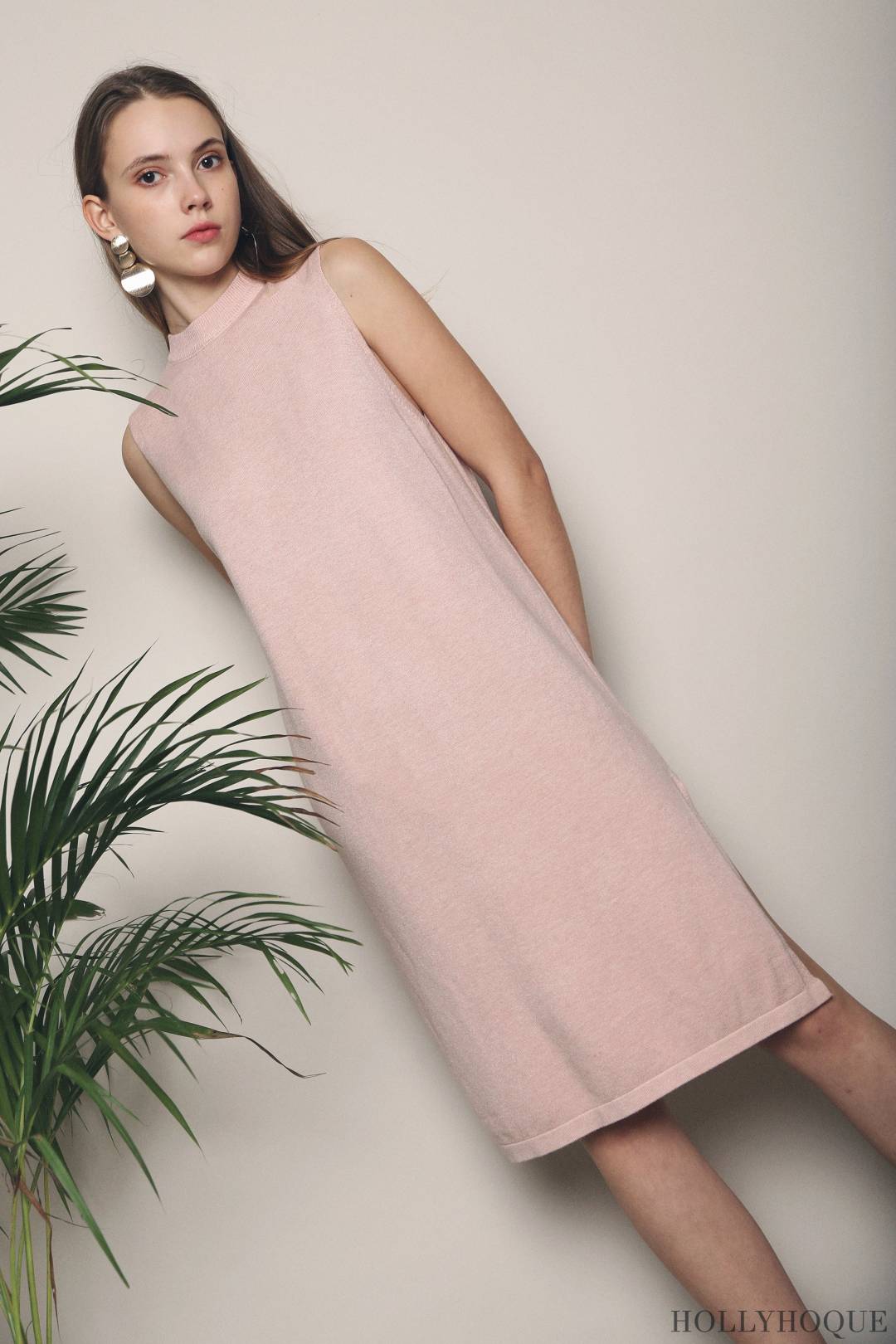Reynold Slit Knit Dress Pink (Restock)
